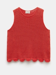 Hush Red Adelina Crochet Scallop Edge Knitted 100% Cotton Tank - Image 5 of 5