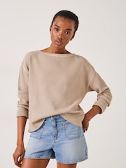 Hush Nude Faye Textured Waffle 100% Cotton Top - Image 1 of 5