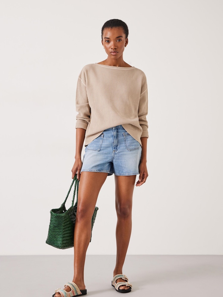 Hush Nude Faye Textured Waffle 100% Cotton Top - Image 2 of 5