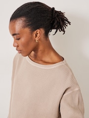 Hush Nude Faye Textured Waffle 100% Cotton Top - Image 4 of 5