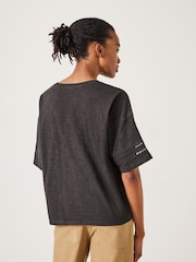 Hush Black Lucie Lace Detail 100% Cotton T-Shirt - Image 3 of 5
