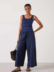 Hush Blue 100% Cotton Seth Low Scoop Ribbed Vest - Image 4 of 5