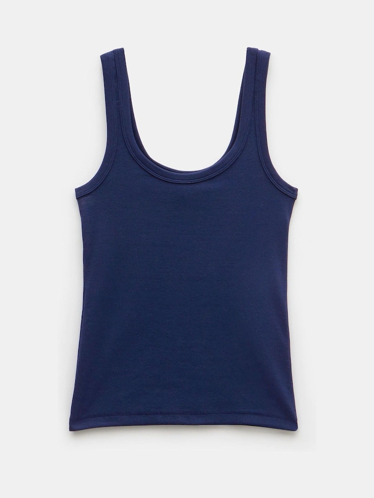 Hush Blue 100% Cotton Seth Low Scoop Ribbed Vest - Image 5 of 5 Hush Blue 100% Cotton Seth Low Scoop Ribbed Vest - Image 5 of 5