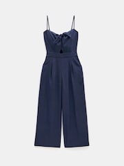 Hush Blue Chloe Tie Front Linen Blend Jumpsuit - Image 5 of 5