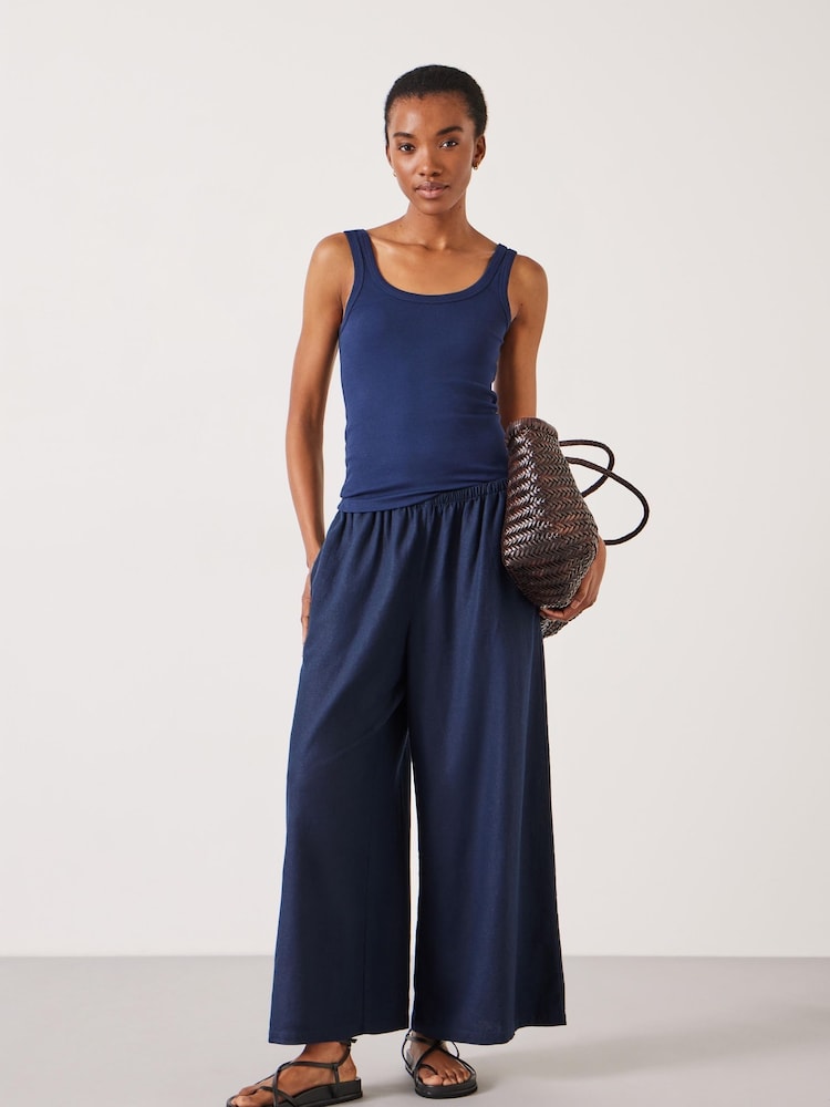 Hush Blue Melissa Linen Blend Wide Leg Trousers - Image 1 of 5