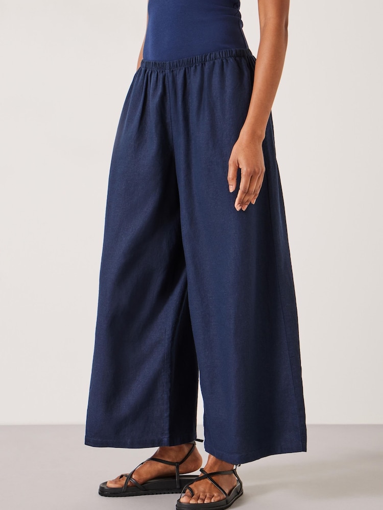 Hush Blue Melissa Linen Blend Wide Leg Trousers - Image 2 of 5