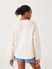 Hush White Hannah Textured 100% Cotton Sweatshirt - Image 2 of 5