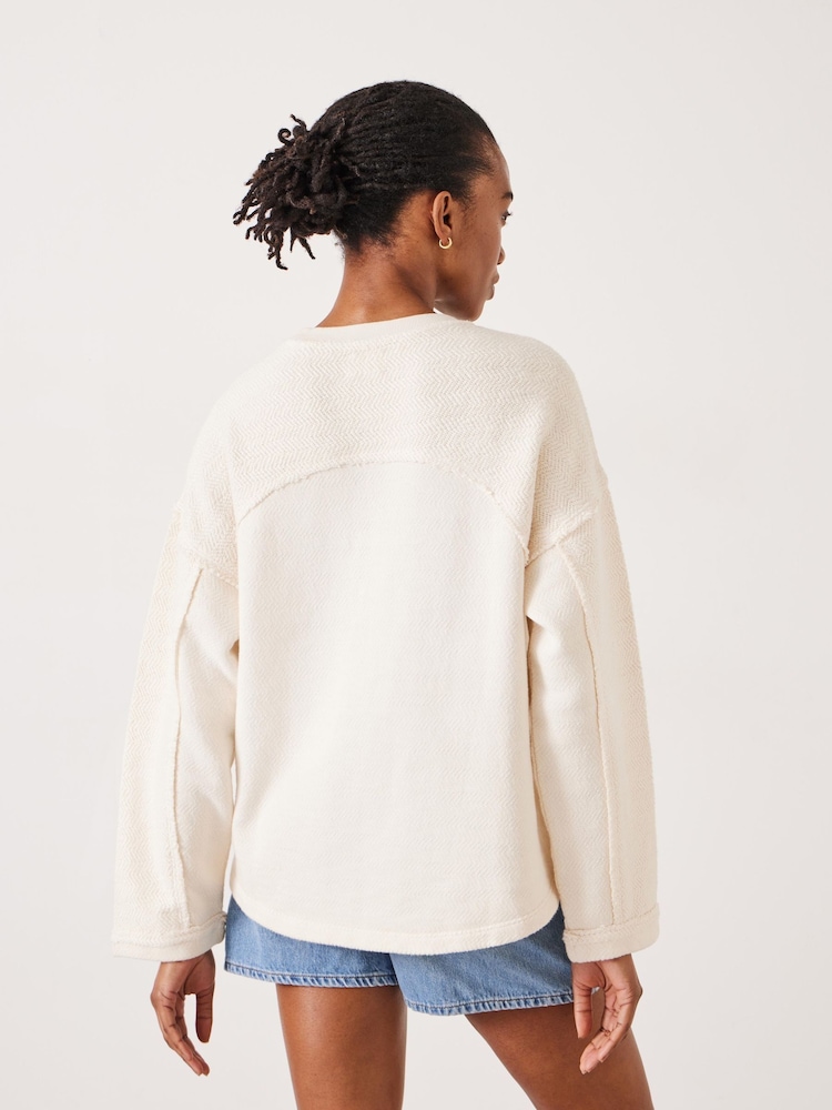 Hush White Hannah Textured 100% Cotton Sweatshirt - Image 2 of 5