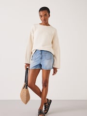 Hush White Hannah Textured 100% Cotton Sweatshirt - Image 4 of 5