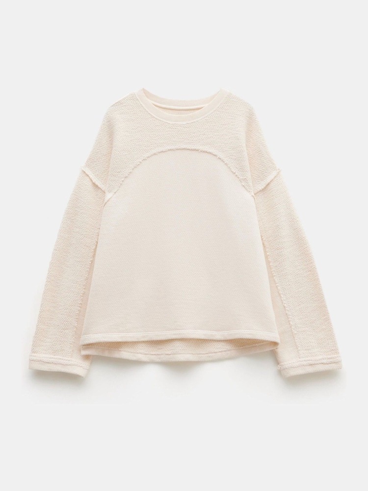 Hush White Hannah Textured 100% Cotton Sweatshirt - Image 5 of 5