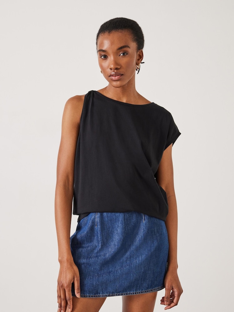 Hush Black 100% Cotton Jenna Knot Detail T-Shirt - Image 1 of 5