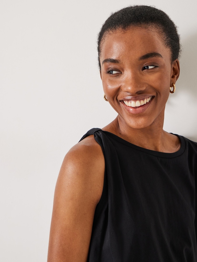 Hush Black 100% Cotton Jenna Knot Detail T-Shirt - Image 4 of 5