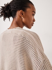 Hush Natural Poppy Open Stitch V-Neck 100% Cotton Jumper - Image 3 of 4