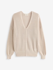 Hush Natural Poppy Open Stitch V-Neck 100% Cotton Jumper - Image 4 of 4