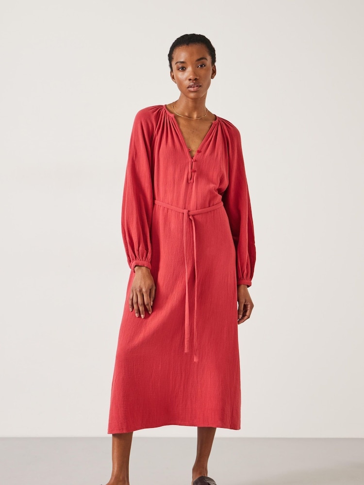 Hush Red Clarice 100% Cotton Midi Dress - Image 1 of 4 Hush Red Clarice 100% Cotton Midi Dress - Image 1 of 4
