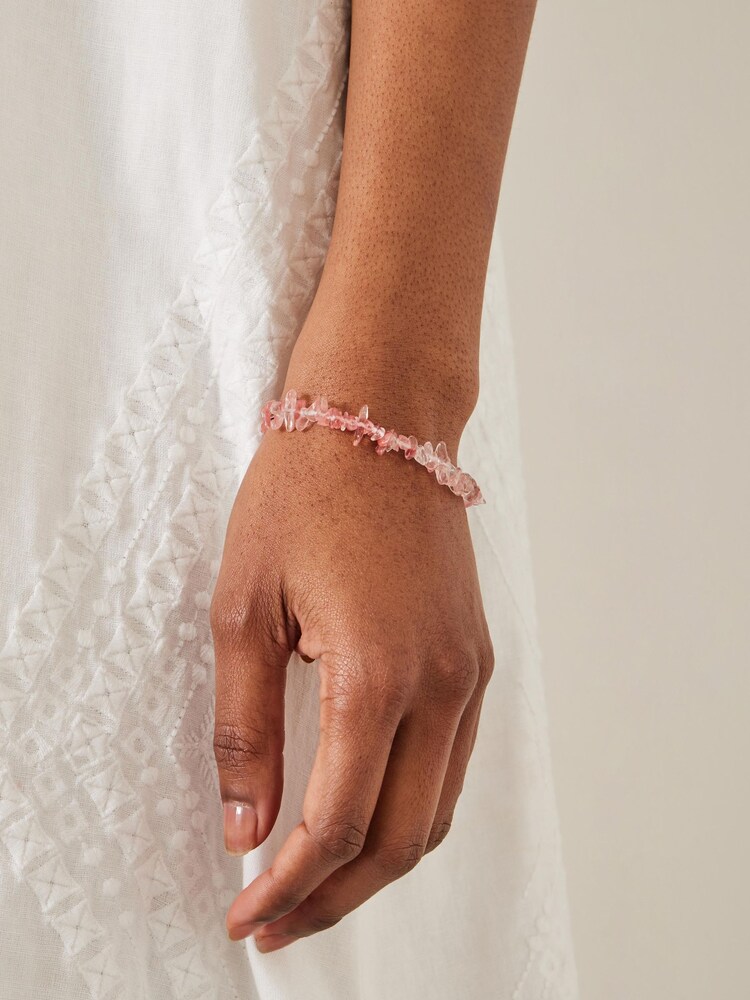 Hush Pink Sunstone Healing Stone 100% Cotton Bracelet - Image 1 of 2