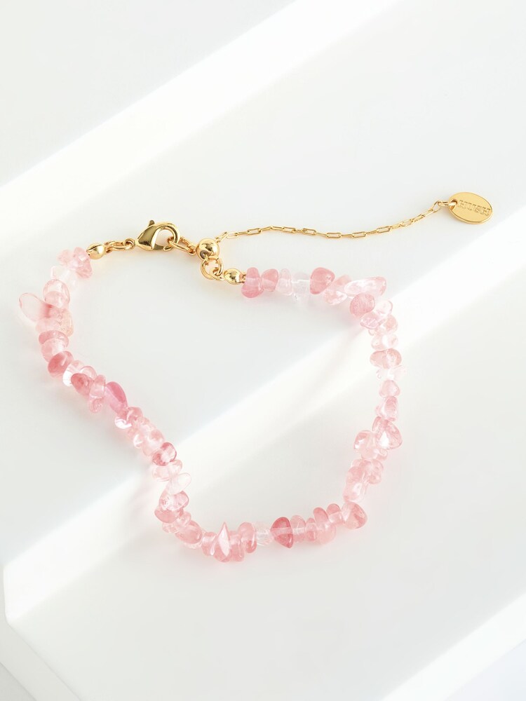 Hush Pink Sunstone Healing Stone 100% Cotton Bracelet - Image 2 of 2