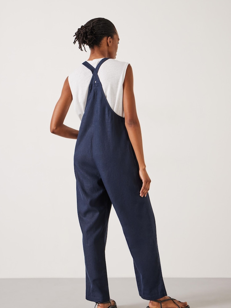 Hush Blue Eliza Linen Blend Dungarees - Image 2 of 5