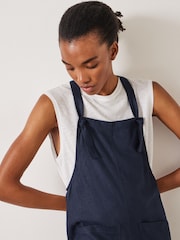 Hush Blue Eliza Linen Blend Dungarees - Image 4 of 5