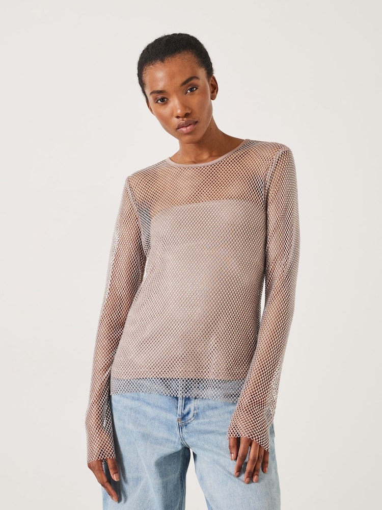 Hush Natural Una Sparkle Long Sleeve 100% Cotton Top - Image 1 of 5