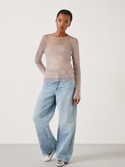 Hush Natural Una Sparkle Long Sleeve 100% Cotton Top - Image 2 of 5