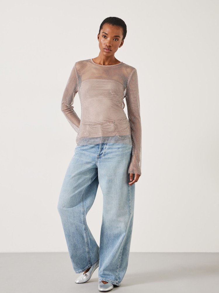 Hush Natural Una Sparkle Long Sleeve 100% Cotton Top - Image 2 of 5