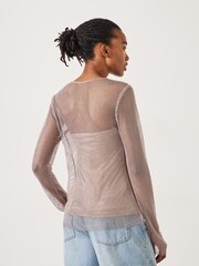 Hush Natural Una Sparkle Long Sleeve 100% Cotton Top - Image 3 of 5