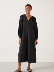 Negru - Hush Clarice 100% Cotton Midi Rochie - Imaginea 1 din 6