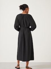 Negru - Hush Clarice 100% Cotton Midi Rochie - Imaginea 2 din 6