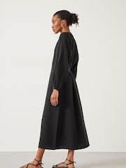 Negru - Hush Clarice 100% Cotton Midi Rochie - Imaginea 5 din 6