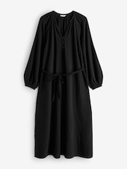 Negru - Hush Clarice 100% Cotton Midi Rochie - Imaginea 6 din 6