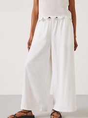 Hush White Melissa Linen Blend Wide Leg Trousers - Image 2 of 5