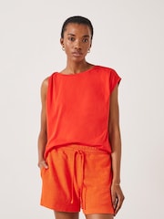 Hush Red 100% Cotton Jenna Knot Detail T-Shirt - Image 1 of 5