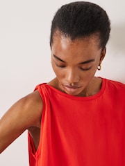 Hush Red 100% Cotton Jenna Knot Detail T-Shirt - Image 4 of 5
