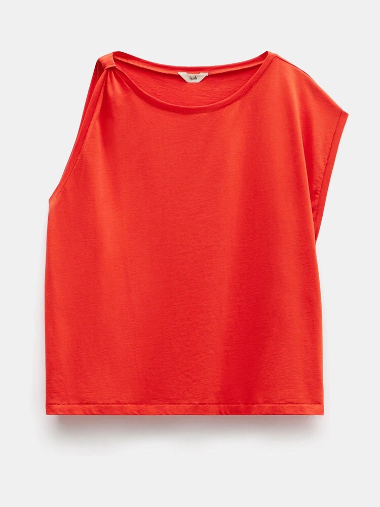 Hush Red 100% Cotton Jenna Knot Detail T-Shirt - Image 5 of 5