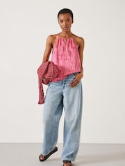 Hush Pink Tina Halter Neck 100% Cotton Top - Image 5 of 6