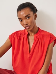 Hush Red Viola Sleeveless Cotton Blouse - Image 3 of 4