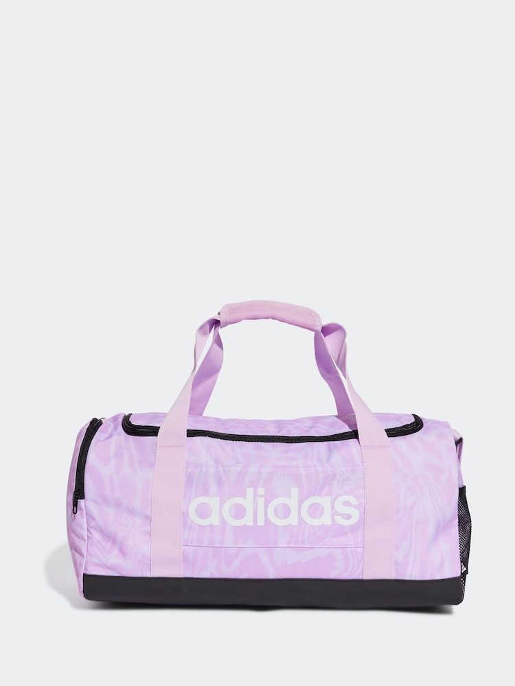 adidas Purple Linear Small Graphic Duffle Bag - Image 1 of 6 adidas Purple Linear Small Graphic Duffle Bag - Image 1 of 6
