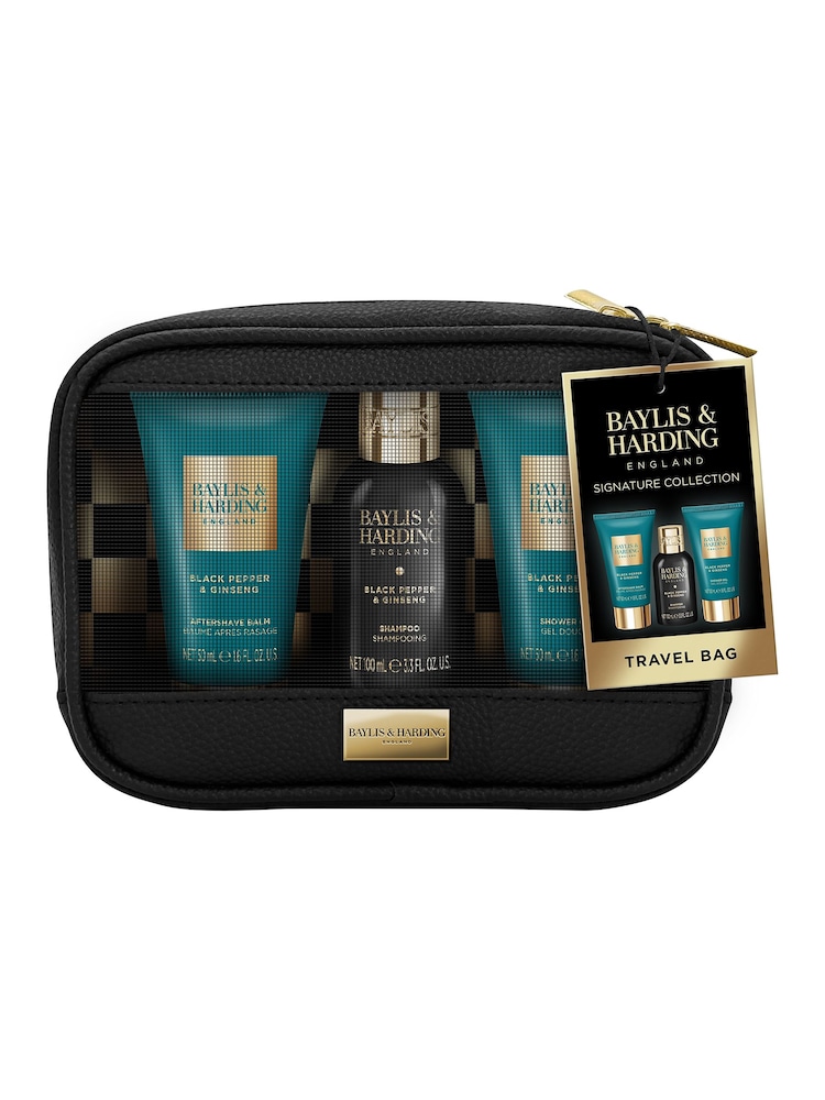 Baylis & Harding Black Pepper & Ginseng Travel Bag Gift Set - Image 1 of 5 Baylis & Harding Black Pepper & Ginseng Travel Bag Gift Set - Image 1 of 5