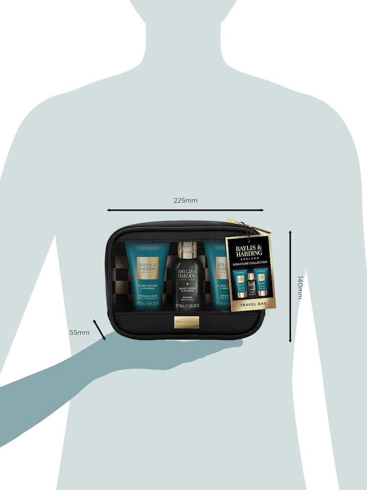 Baylis & Harding Black Pepper & Ginseng Travel Bag Gift Set - Image 5 of 5 Baylis & Harding Black Pepper & Ginseng Travel Bag Gift Set - Image 5 of 5