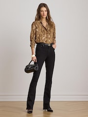 Lauren Ralph Lauren Brown Relaxed Fit Python-Print Georgette Shirt - Image 2 of 9