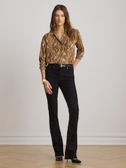 Lauren Ralph Lauren Brown Relaxed Fit Python-Print Georgette Shirt - Image 8 of 9