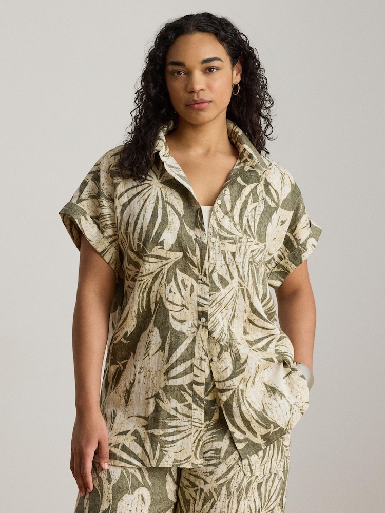 Lauren Ralph Lauren Green Relaxed Fit Print Short-Sleeve Shirt - Image 1 of 9