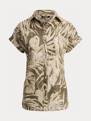 Lauren Ralph Lauren Green Relaxed Fit Print Short-Sleeve Shirt - Image 8 of 9