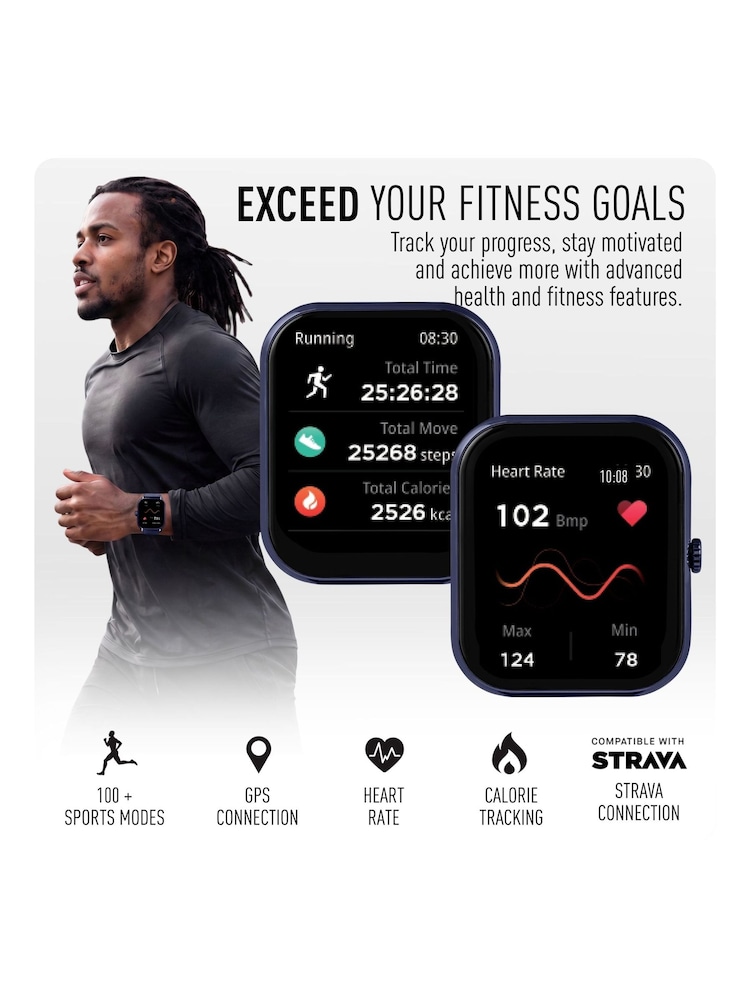 Peers Hardy Blue Reflex Active Nexus Lite Navy Silicone Strap Smart Watch - Image 2 of 6