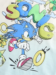 שמנת/ כחול - חולצת טי עם הדפס מורשה של Sonic (גיל 3 עד 16) - Image 5 of 5