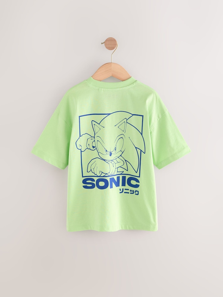 Lime Green Licensed Sonic T-Shirt (3-16yrs) - Image 2 of 4