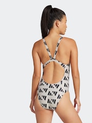 adidas Brown Logo Graphic V Back Swimsuit - Image 2 of 6