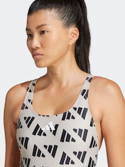 adidas Brown Logo Graphic V Back Swimsuit - Image 4 of 6