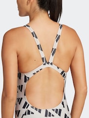 adidas Brown Logo Graphic V Back Swimsuit - Image 5 of 6